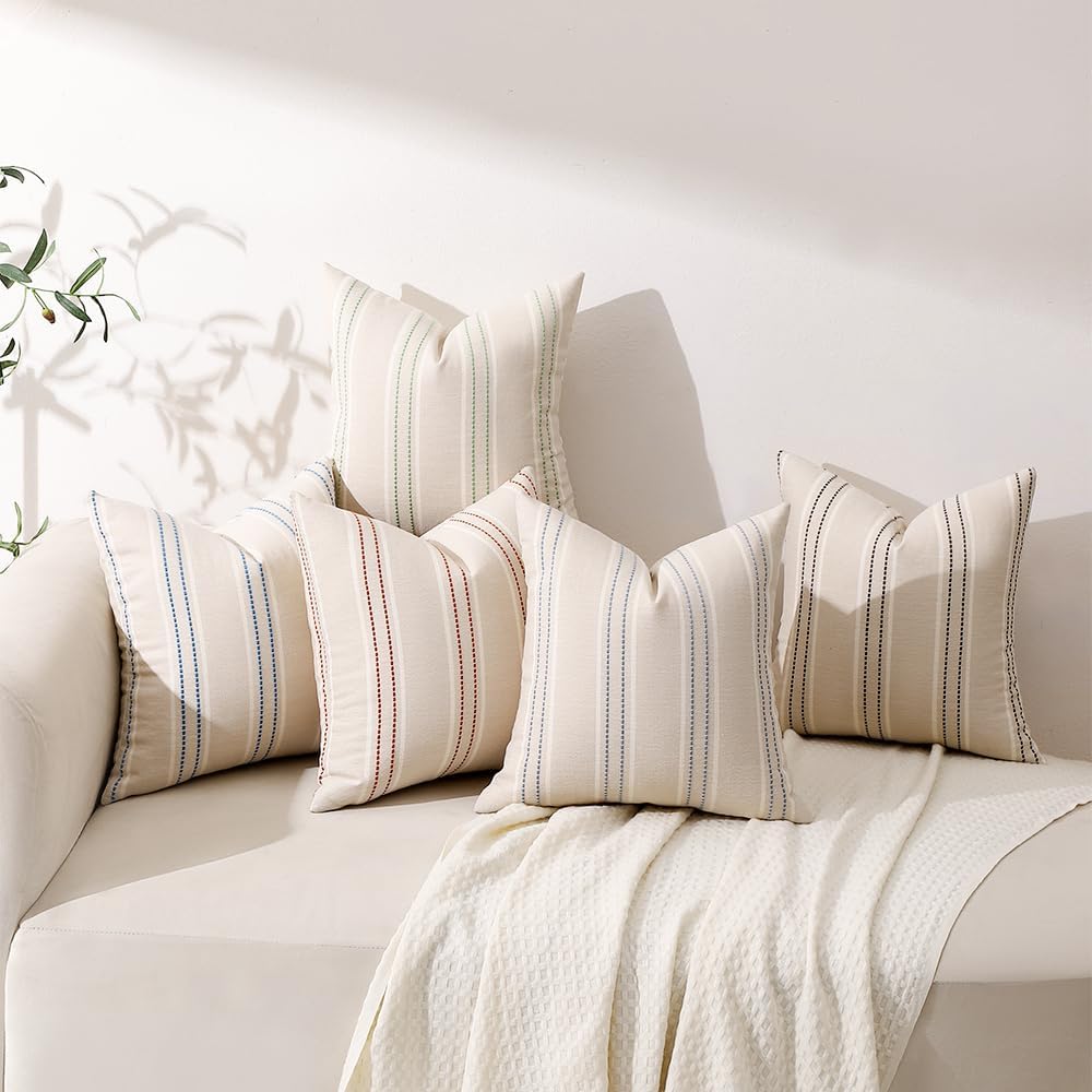 Throw Pillow Covers Charcoal Pillow Covers Farmhouse Decorative Pillows / 22 x 22 / Set of 2