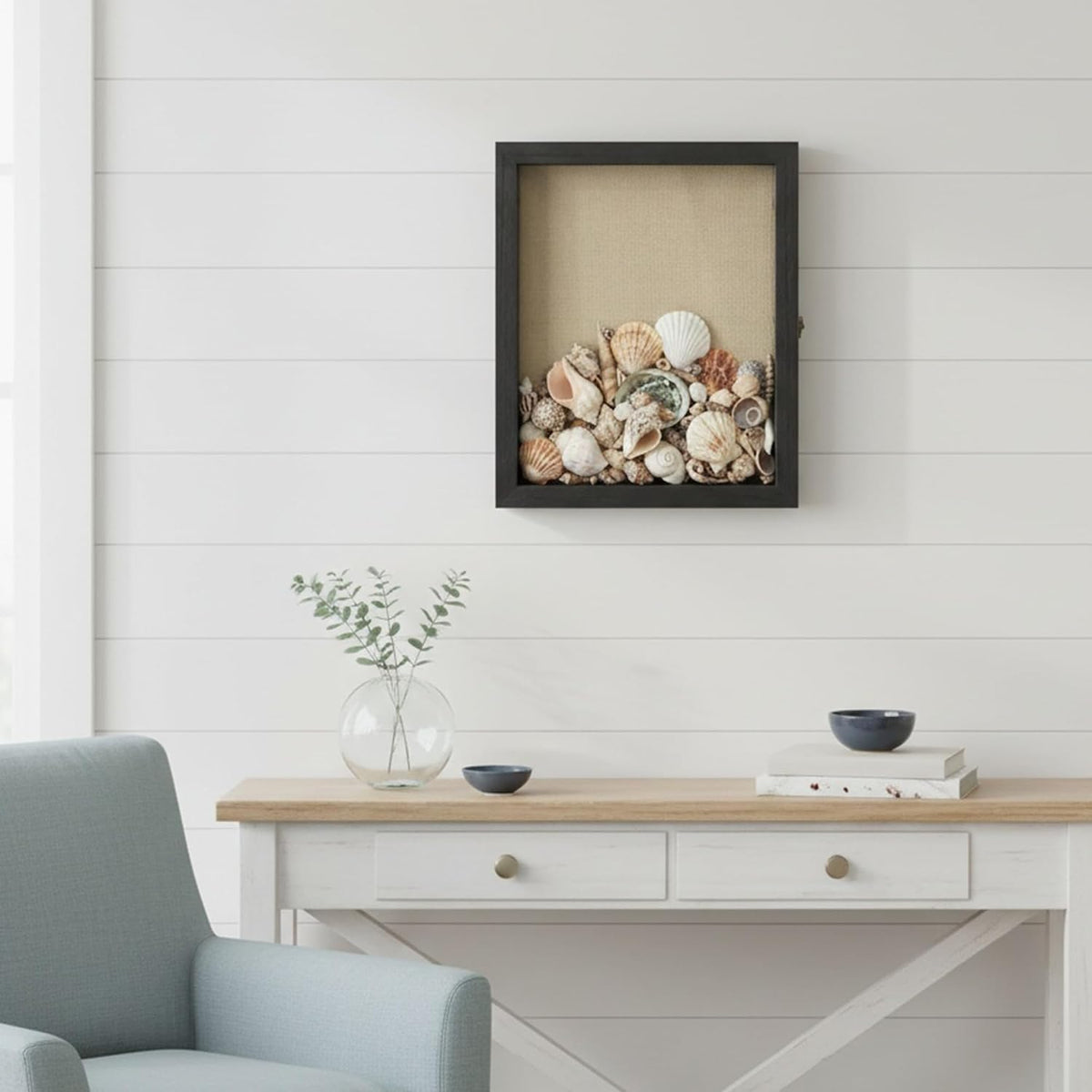 13x16x6 Extra Black Deep Shadow Box with 3 Removable Panels,Black | Wood Display Case for Wall Mounted or Tabletop