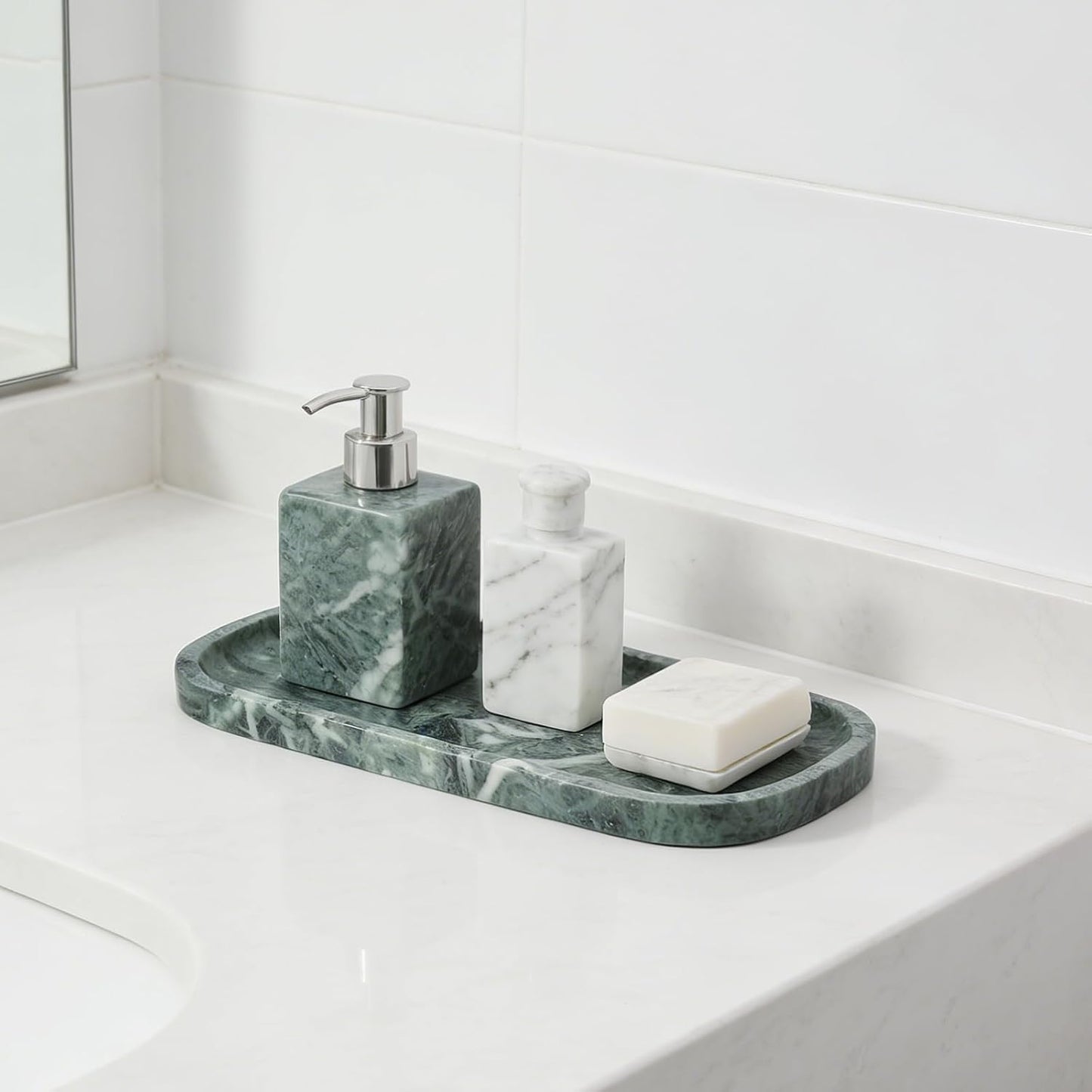 Marble Tray / Marble Vanity Tray / 10 x 4.72 / Verde Alpi