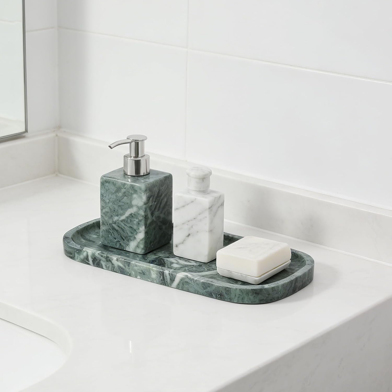 Marble Tray / Marble Vanity Tray / 10 x 4.72 / Verde Alpi