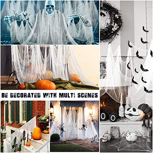 Whaline Halloween White Creepy Cloth 276 x 87 Inch Spooky Halloween Creepy Decoration Scary White Netting Gauze Cloth for Haunted Houses Party Indoor Outdoor Decor