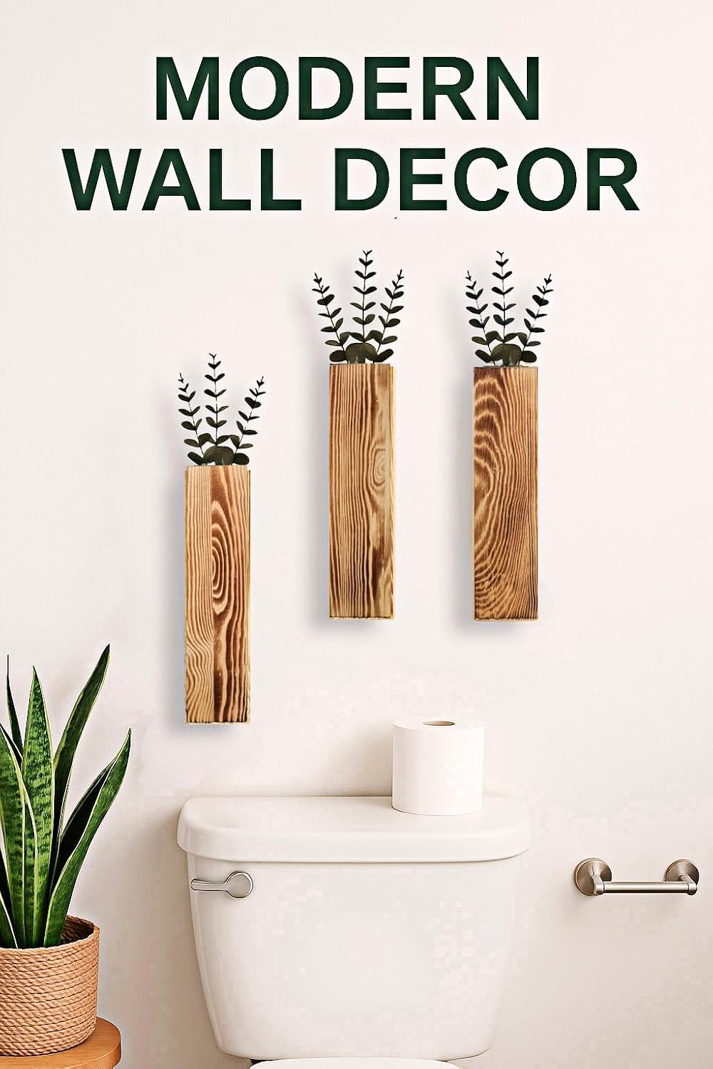 Artificial Plants Wooden Hanging Planter Vases for Farmhouse / Set of 3