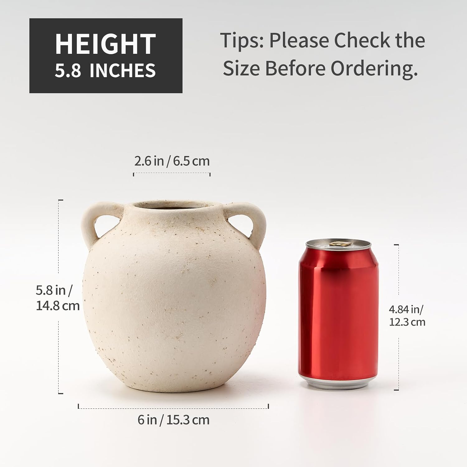 Rustic Vase / Ceramic Vase / Beige-5.8 / 5.8 Inch