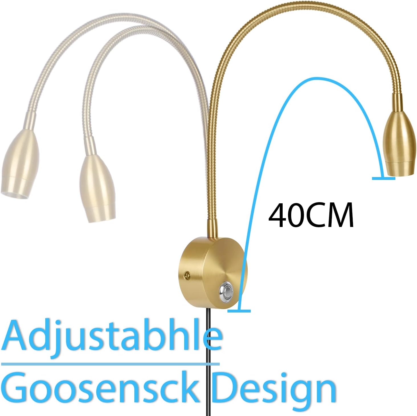 Adust Bedside Reading Light, Bedroom Reading Lamp, 3W LED Touch Dimmable Brightness Minimalist Wall Headboard Reading