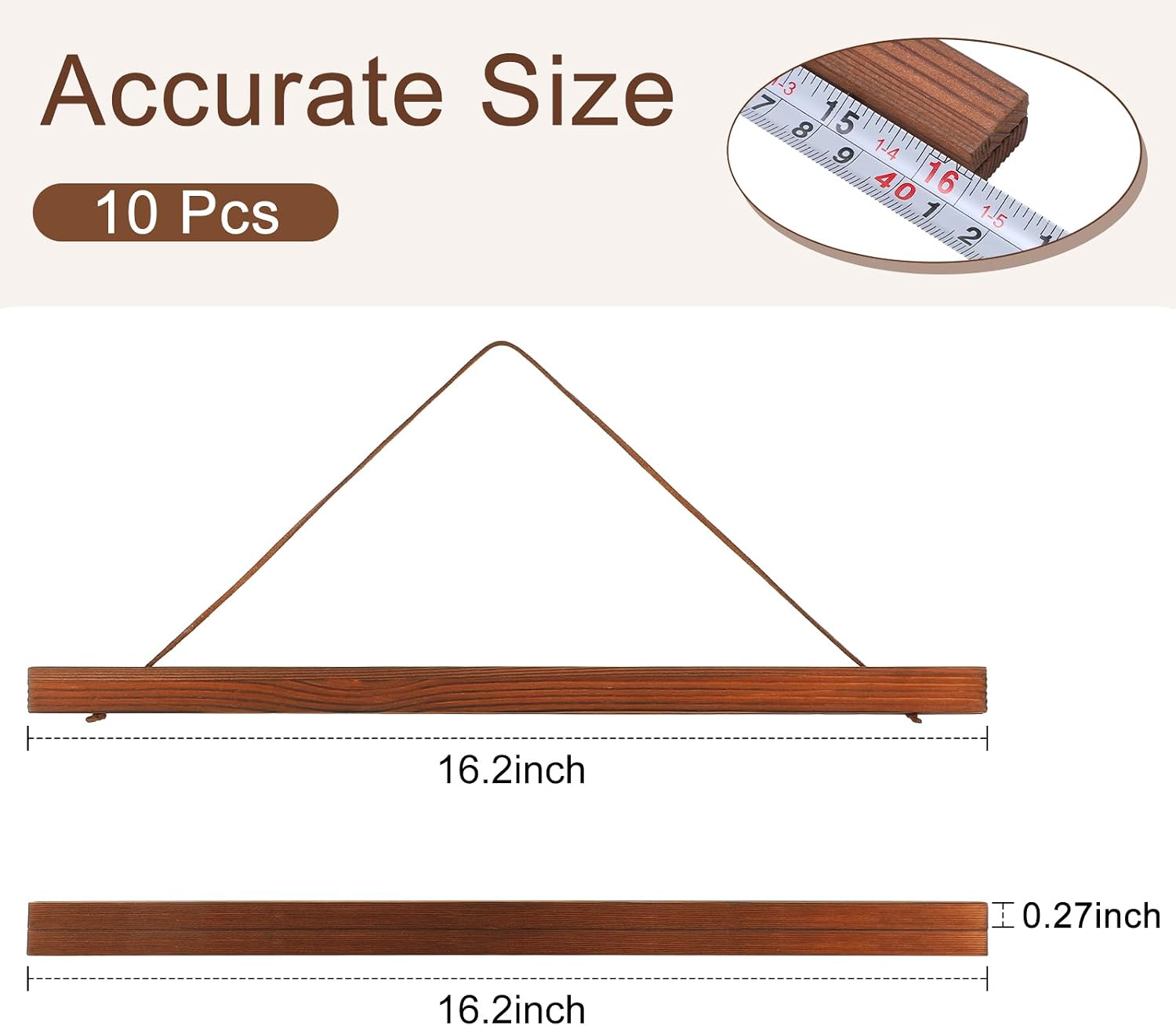 Thyle 10 Pack Magnet Poster Hanger Frame 16x24 16x22 16x20 Light Pine Wood Magnetic Rails Hanging Frame with Rope