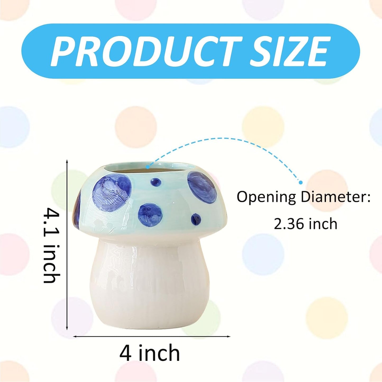Mushroom Shaped Ceramic Pen Holder / BLUE