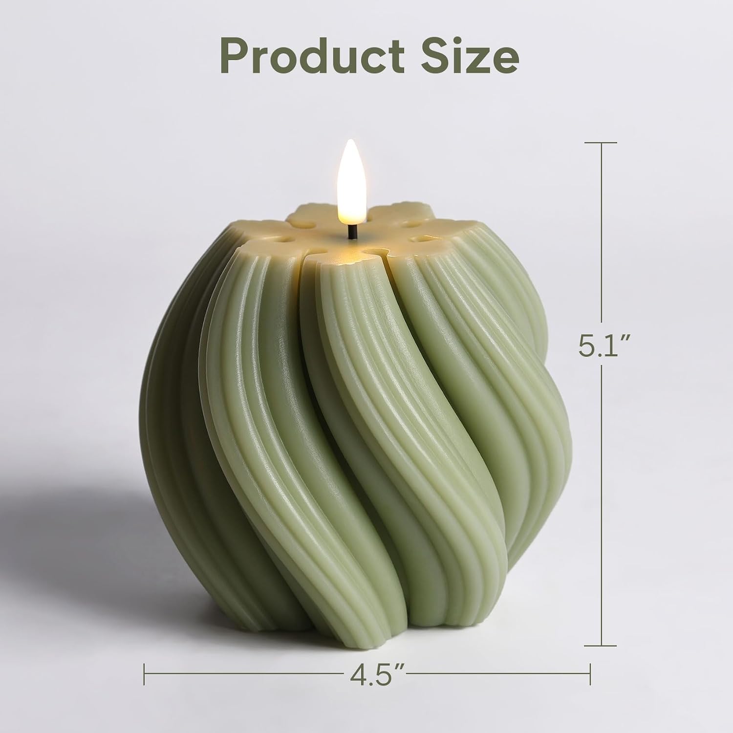 Swirl Flameless Candles / Sage Green / Set of 2