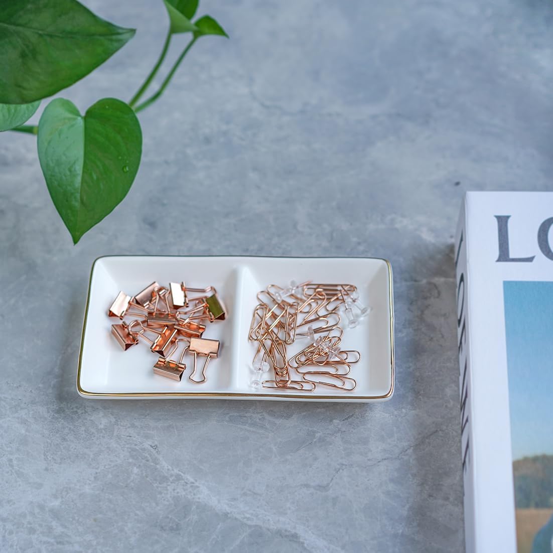 Ceramic Jewelry Dish Tray / White
