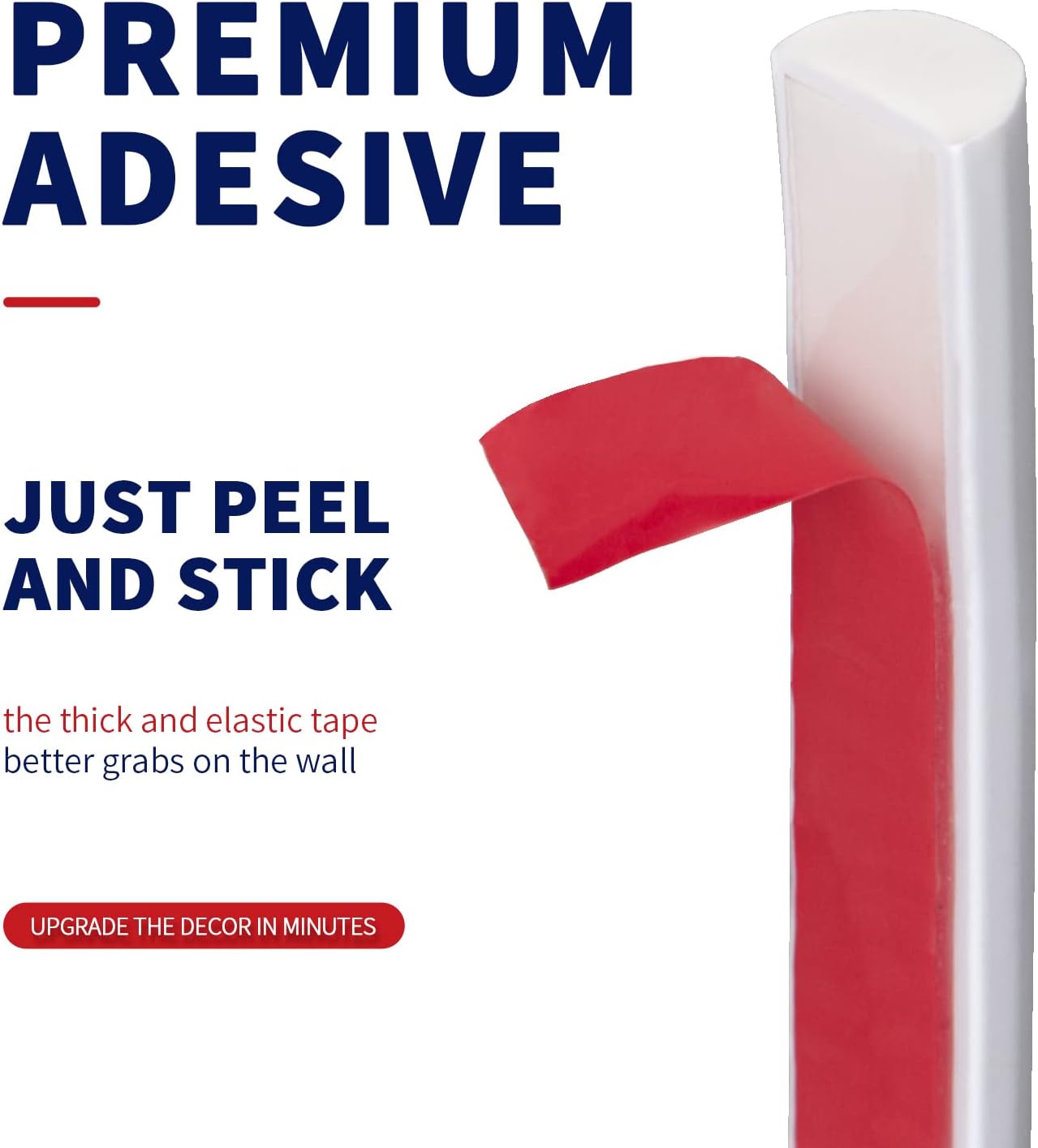 Flexible Peel and Stick Trim Molding Decorative for Backsplash Tile Edge / 25 Feet / White / 25 ft