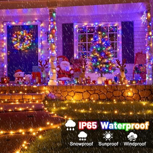 100FT 300 LED Color Changing Christmas Lights, Warm White & Multicolor