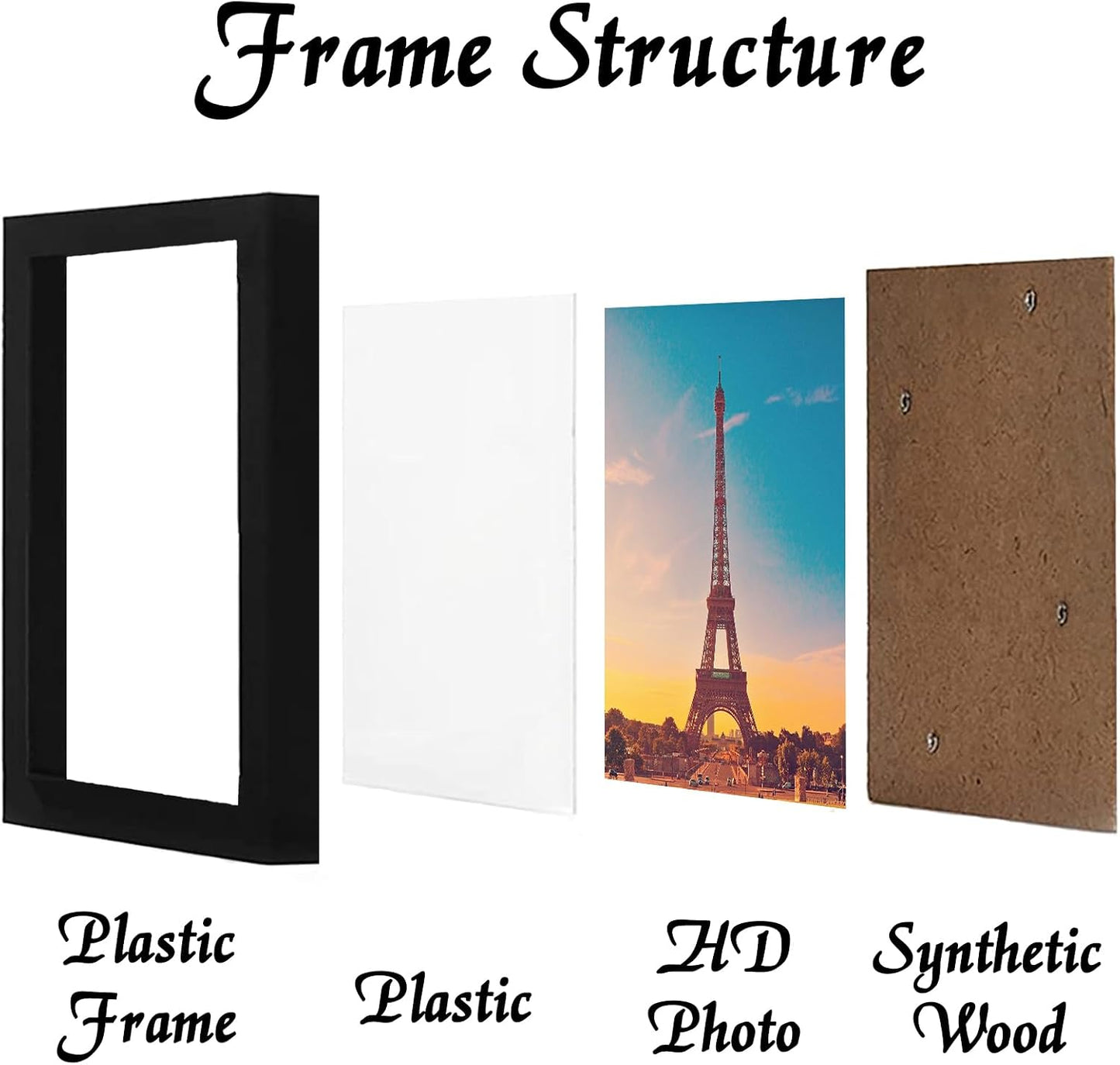 20x20 Picture Frame Set of 5, Black Photo Frames for Gallery Wall Hanging | High-Clarity Clear Panel, Horizontal &