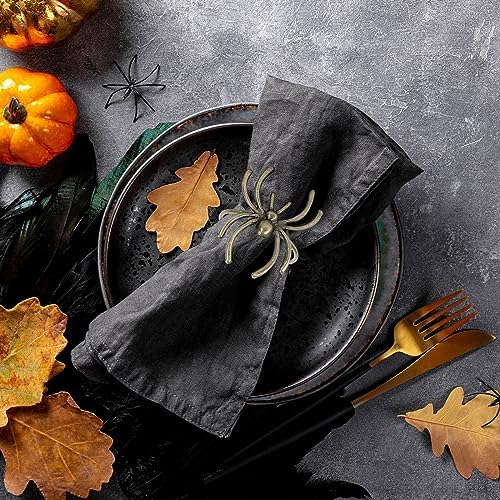 Whaline 6 Pcs Halloween Napkin Ring Holders Halloween Spider Napkin Rings Metal Spider Web Napkin Buckle Dinner Table Rings for Halloween Party Themed Gatherings Dinners Decor