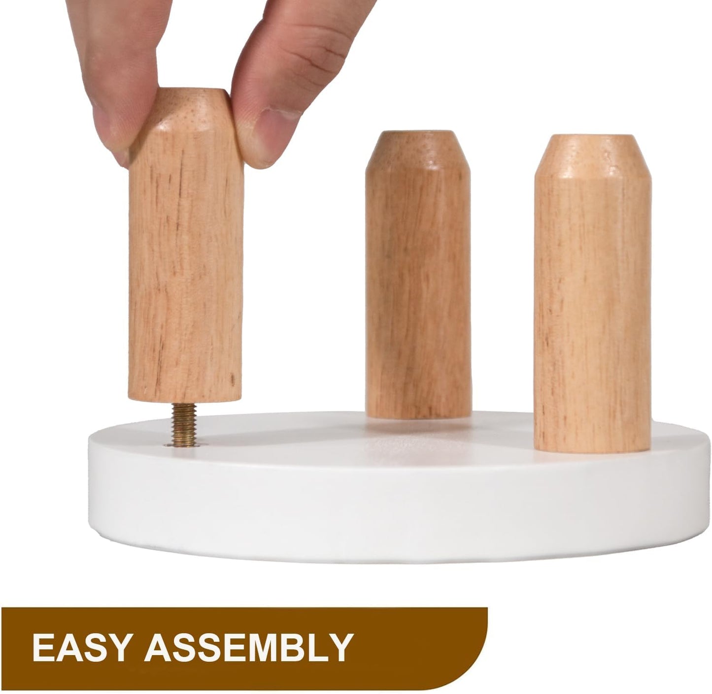 Decorative Round Wood Desktop Plant Stand Mid Century Kitchen Counter Pedestal Stand / White