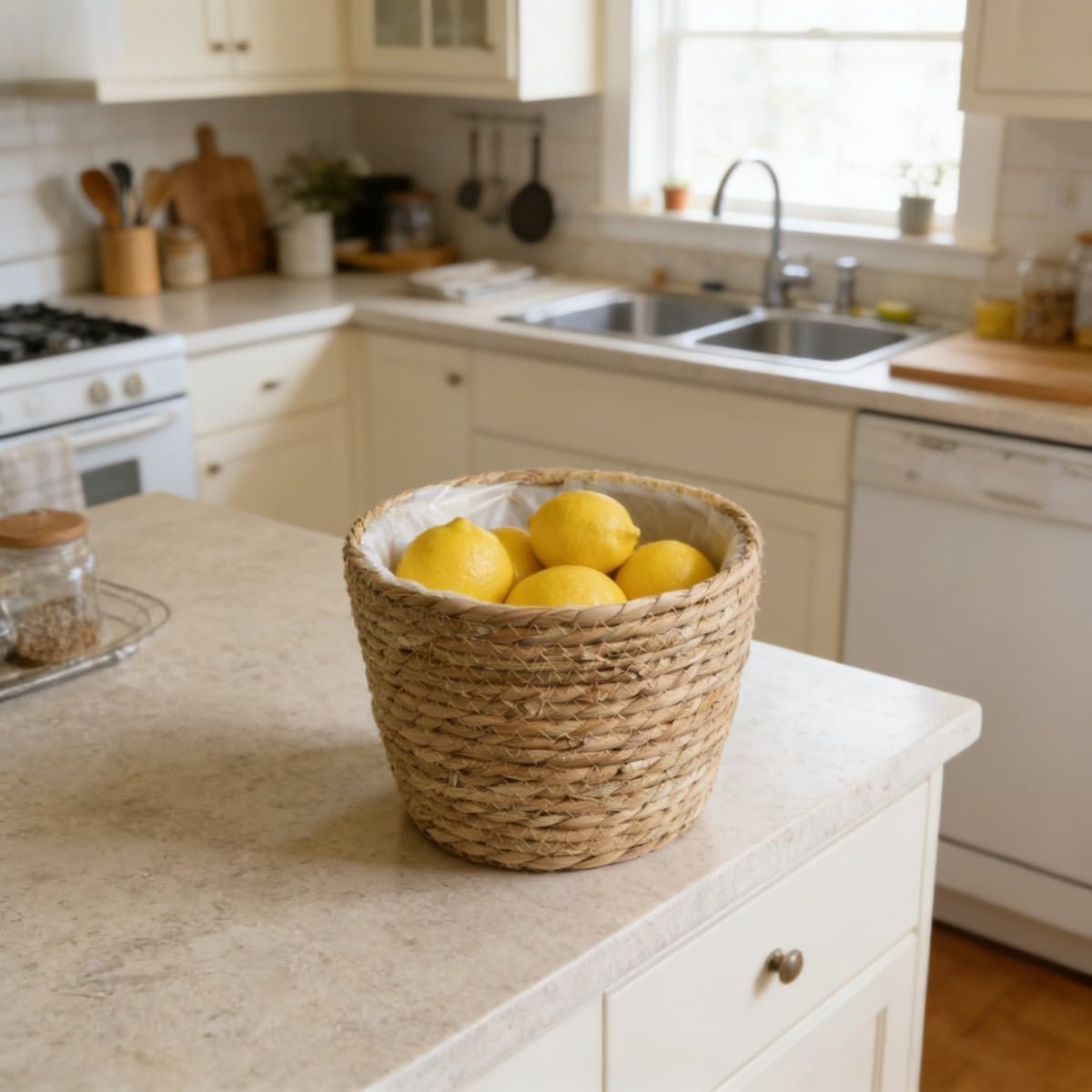 Woven Basket / Seagrass Planter Basket / 9.8 x 7.5 / 1.0
