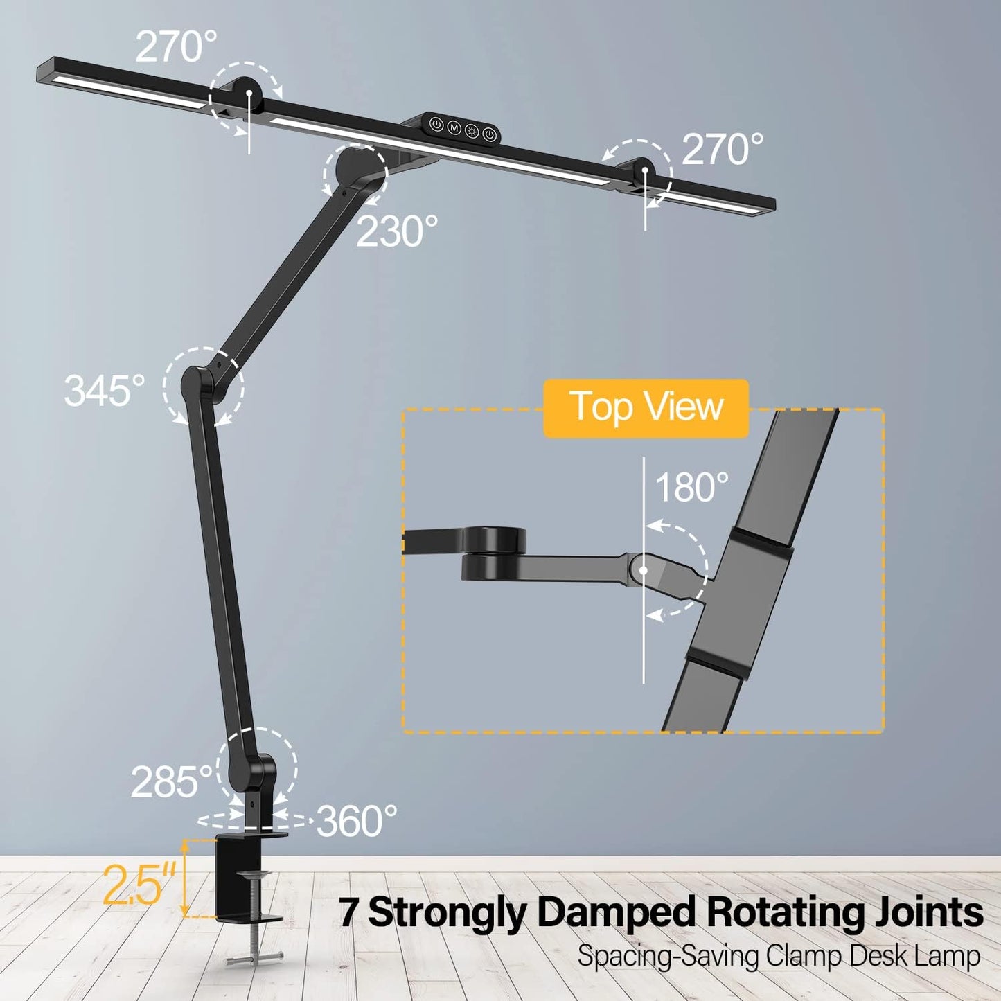 Led Desk Lamp with Clamp, Architect Desk Lamp for Home Office with Atmosphere Lighting, 24W Ultra Bright Auto Dimming