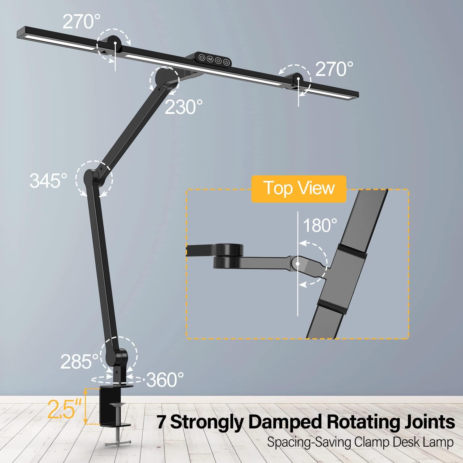 Led Desk Lamp with Clamp, Architect Desk Lamp for Home Office with Atmosphere Lighting, 24W Ultra Bright Auto Dimming
