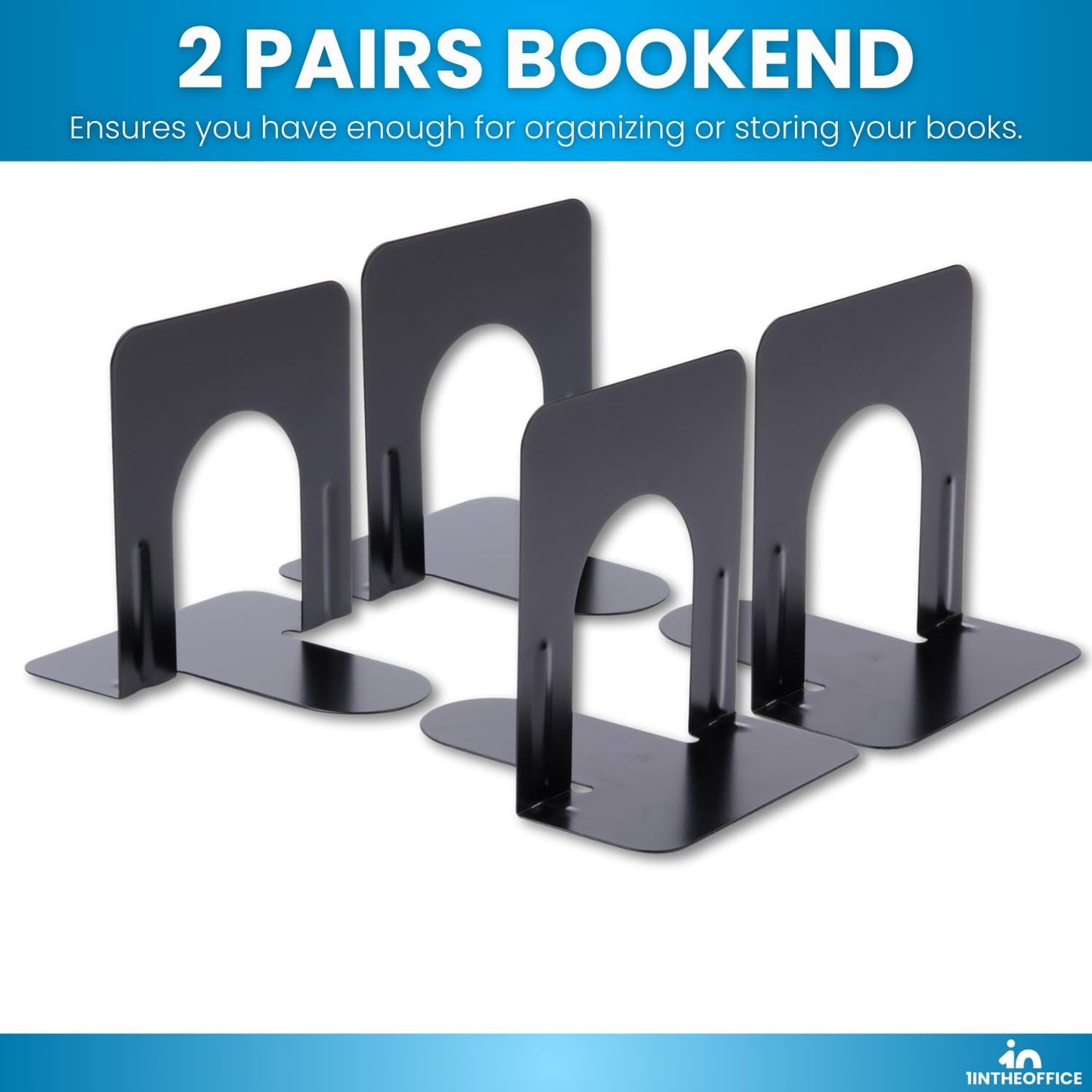 Metal Bookends / Bookends / Black / 4 x 4 / Set of 4