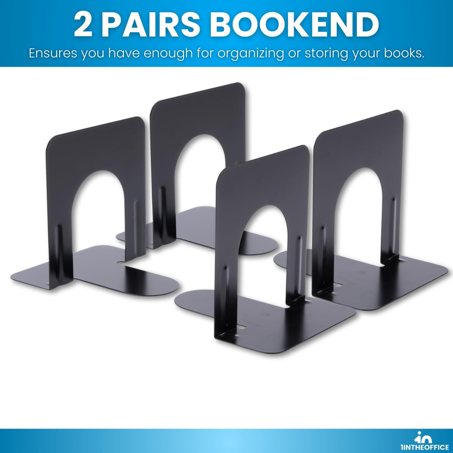 Metal Bookends / Bookends / Black / 4 x 4 / Set of 4