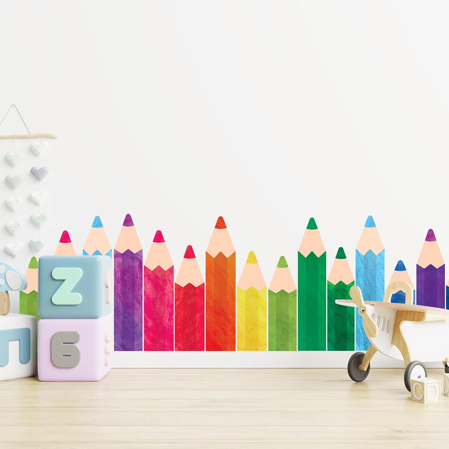 8 Sheets Pencils Wall Decals Waterproof Watercolor Pencils Walls Sticker Educational Peel / Colorful