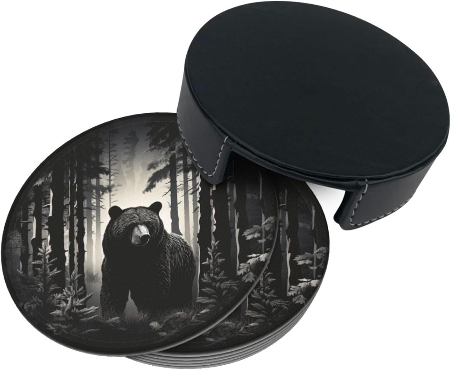 Holder Coaster Sets Drink Table Cup Coasters / Black / Set of 6