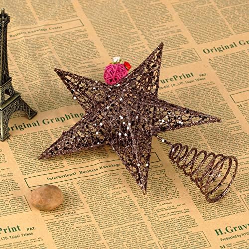 BinaryABC Iron Christmas Tree Star Topper,20cm Glittering Tree Topper