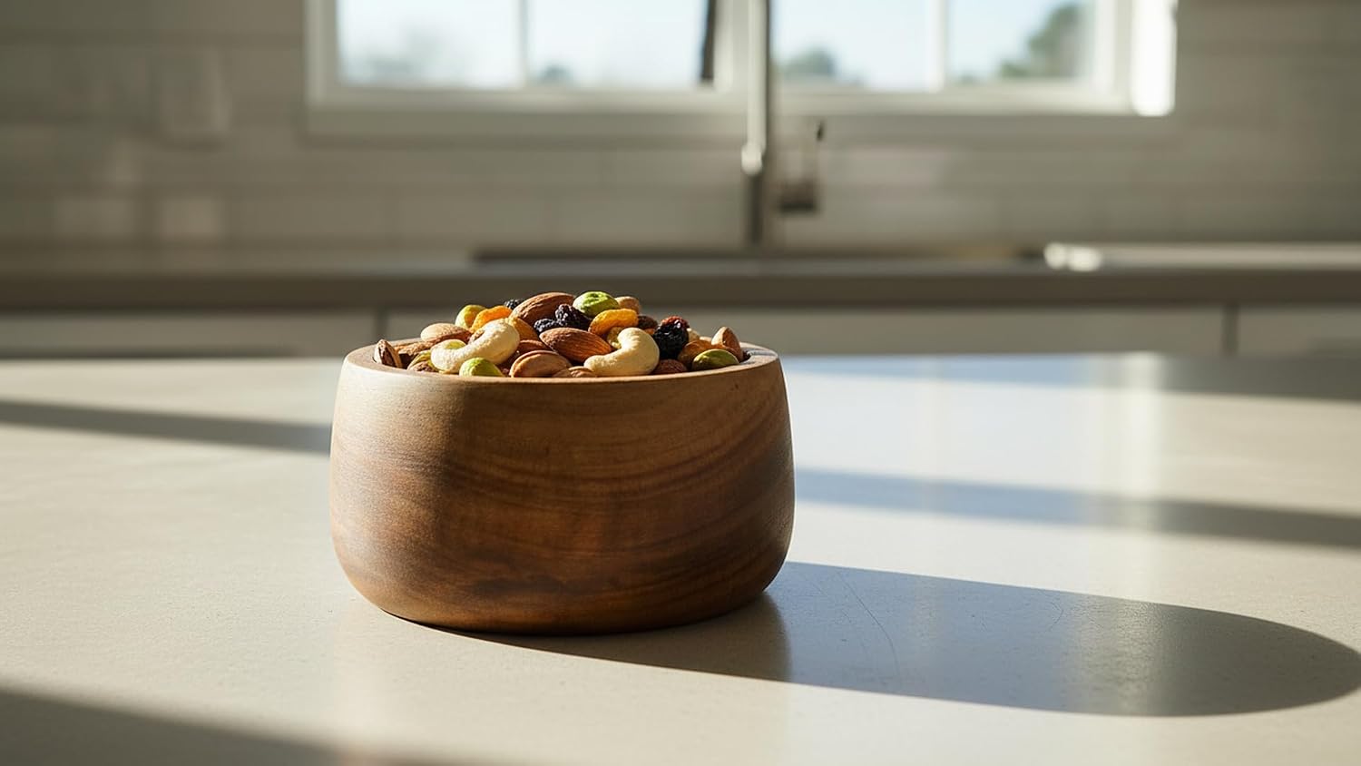 Handmade Decorative Wooden Snack Serving Bowl For Dry Fruits Chips Coffee Table / 4 Inches