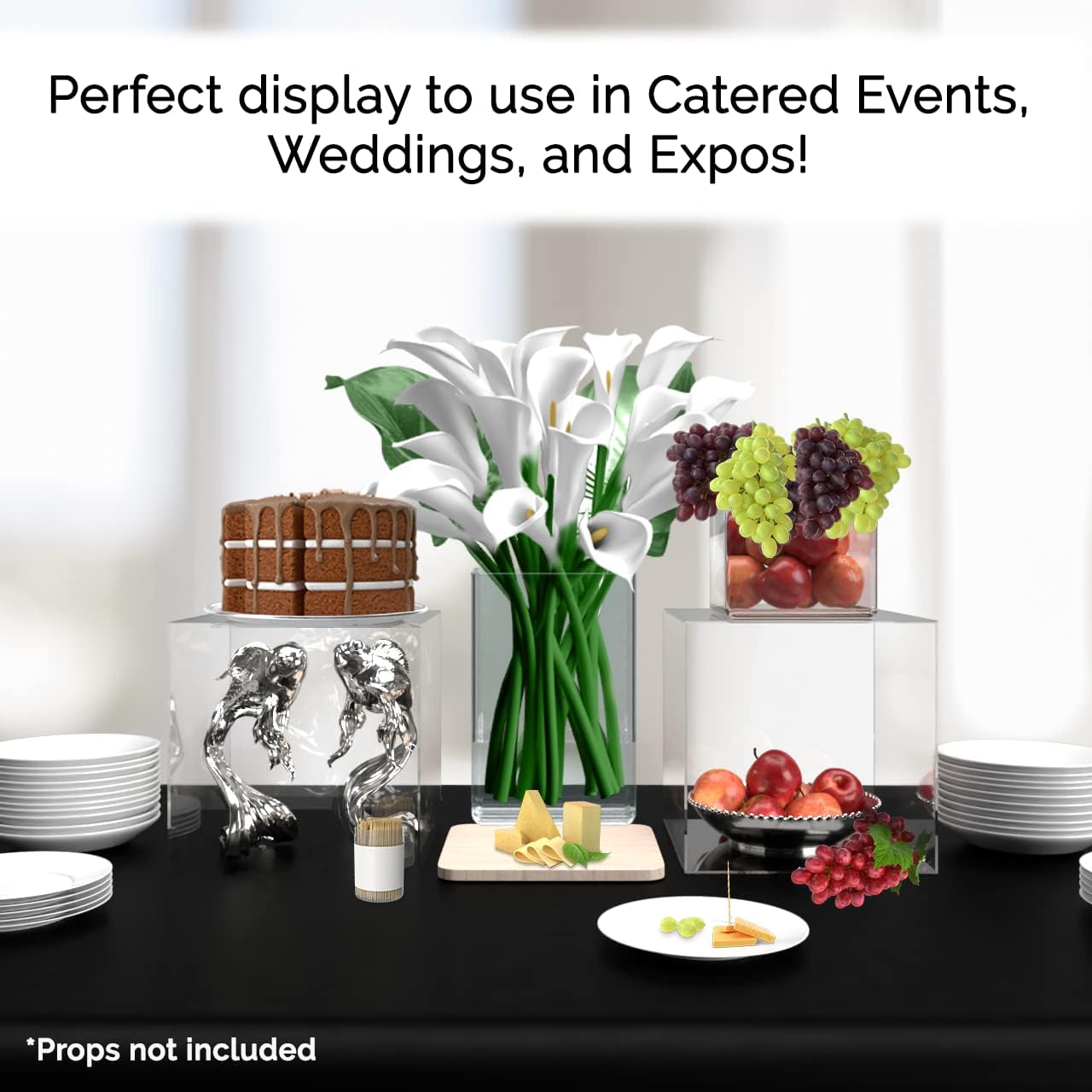 12" Acrylic Display Riser Box with One Open Side No Lid Versatile Clear Glossy Square Lucite Retail Product Platform or