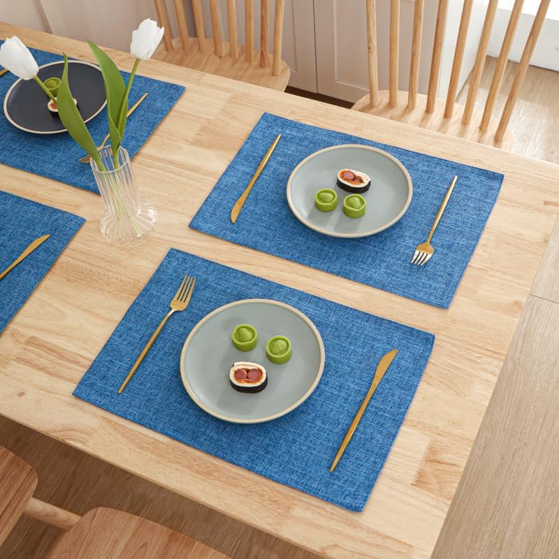 Weabetfu Cloth Placemats Set of 6 Heat Resistant Dining Table Placemmats | Cotton Linen Machine Washable Kitchen Table