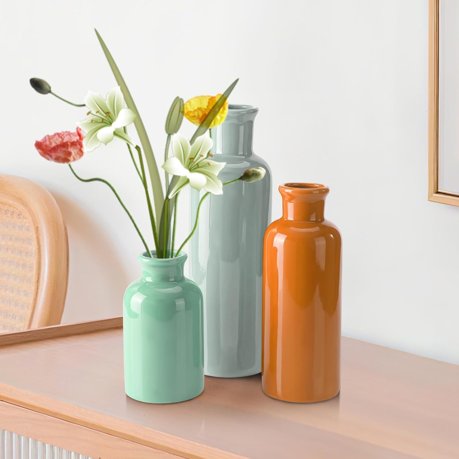 Small Ceramic Vase / Multicolor - 104 / Set of 3