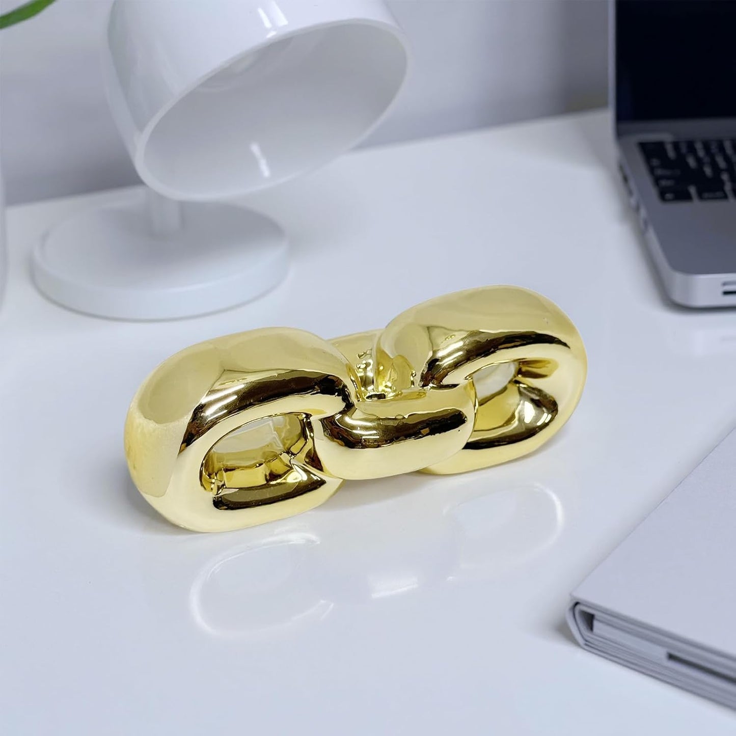 Ceramics Modern Abstract Figurines Sculpture Decoration / Golden Silver-chains / Set of 2