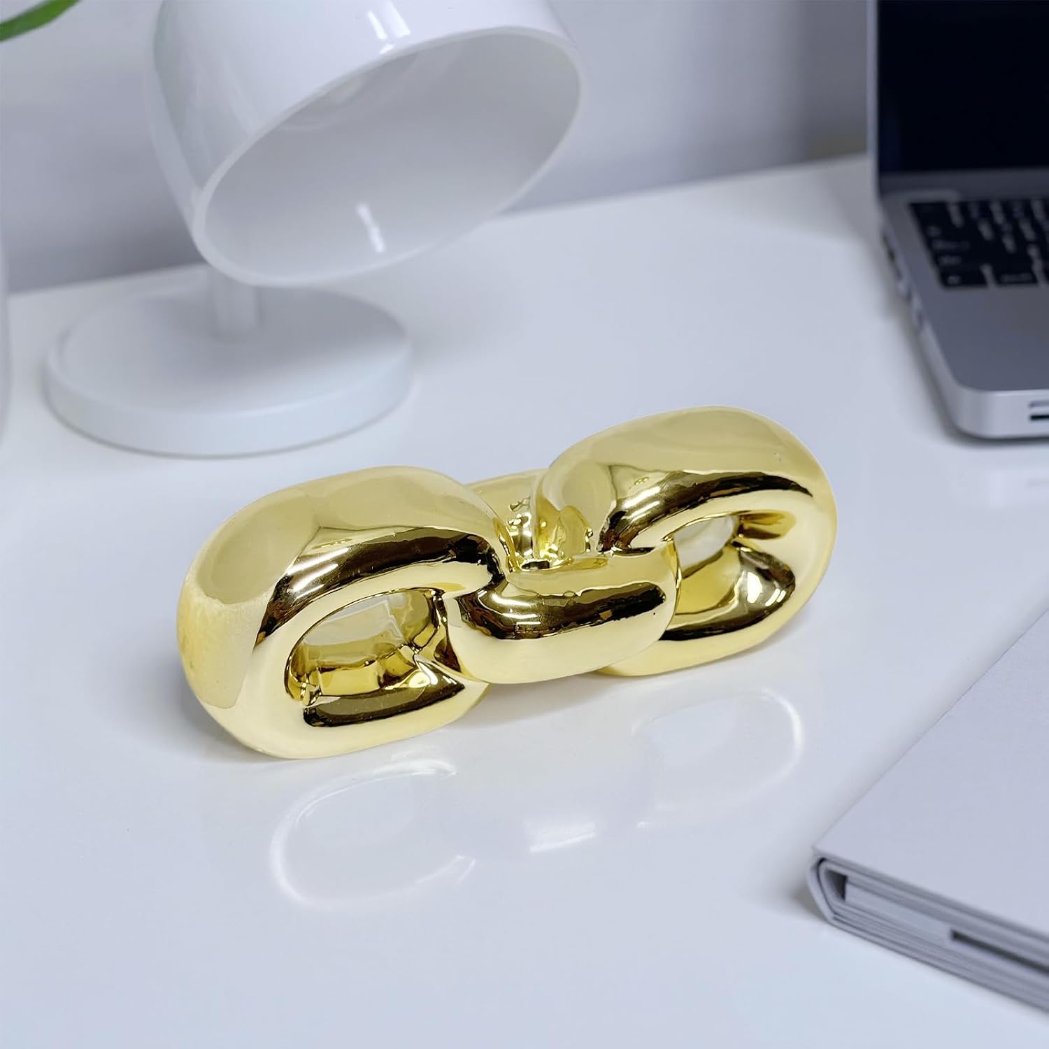 Ceramics Modern Abstract Figurines Sculpture Decoration / Golden Silver-chains / Set of 2