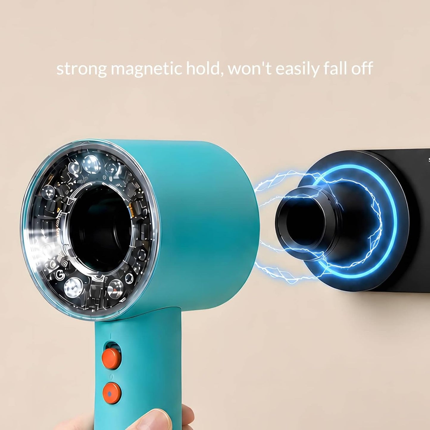 Magnetic Hair Dryer Holder Wall Mount for Most High Speed Blow Dryer | 7075 super-hard aviation aluminum alloy, black