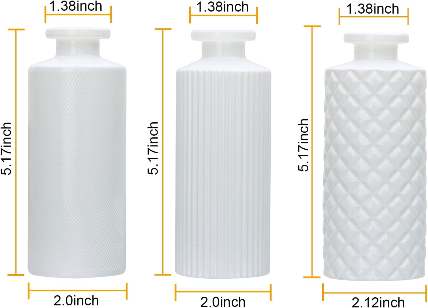 Glass Bud Vase Set in Bulk / White / Set of 9