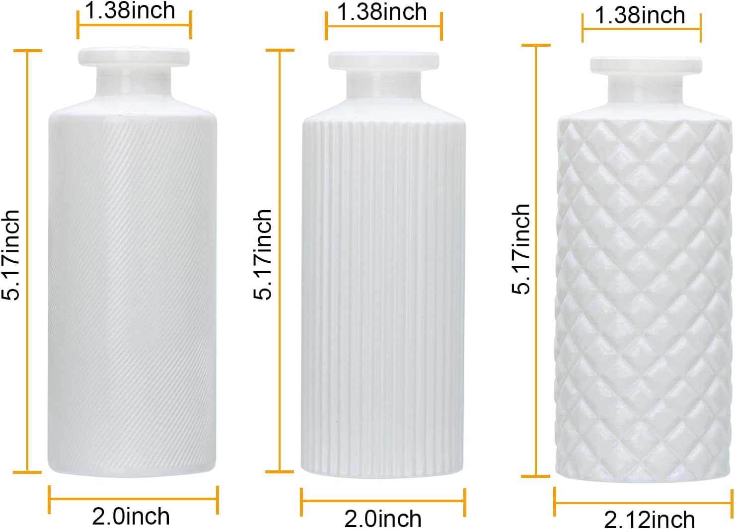 Glass Bud Vase Set in Bulk / White / Set of 9