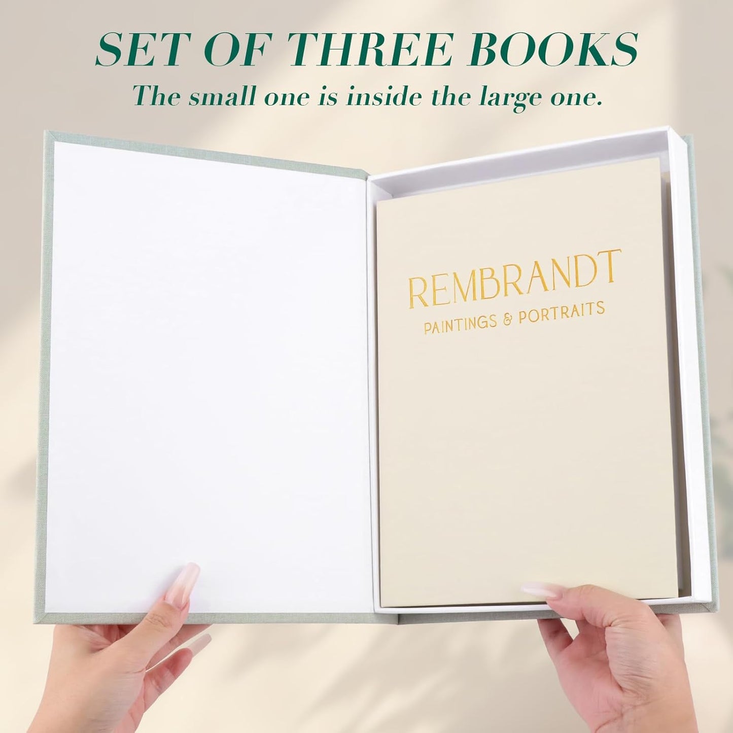 Faux Books / Decorative Linen Book Storage Boxes / Set of 3