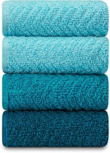 DecorRack 100% Cotton Kitchen Towels 15x25 in, Blue Set (Pack of 4)