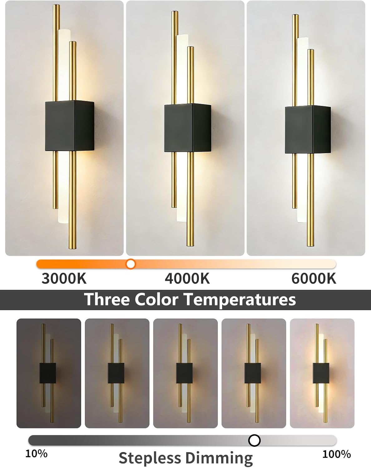 USB Rechargeable Wall Sconces Set of 2, Wireless Cordless Wall Lamp with Dimmable Timer, No Wiring Needed Mounted Wall