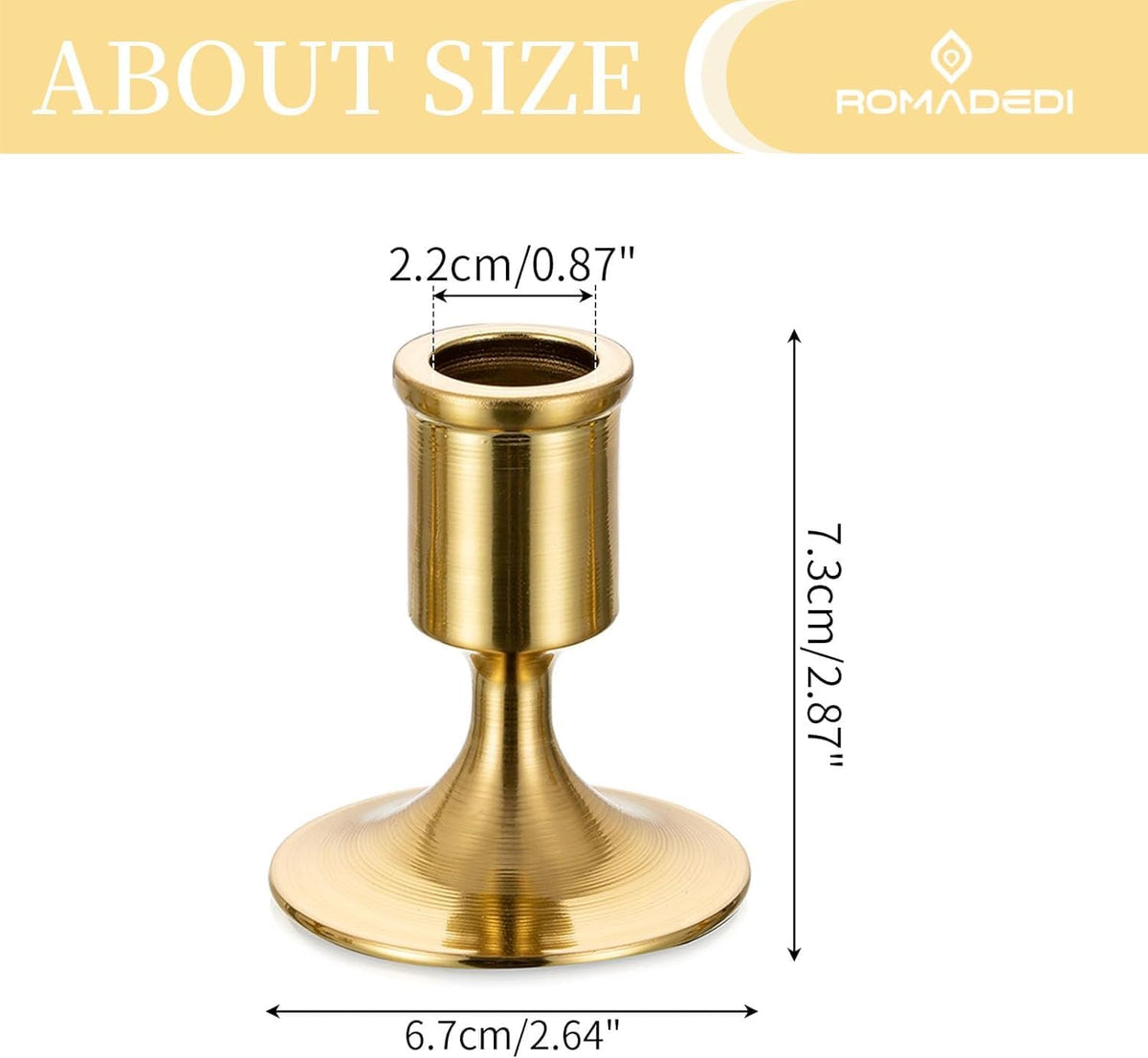 Romadedi Gold Candlestick Candle Holders for Taper, 12 PCS Gold Brass Color Candle Stick Candle Holder for Table