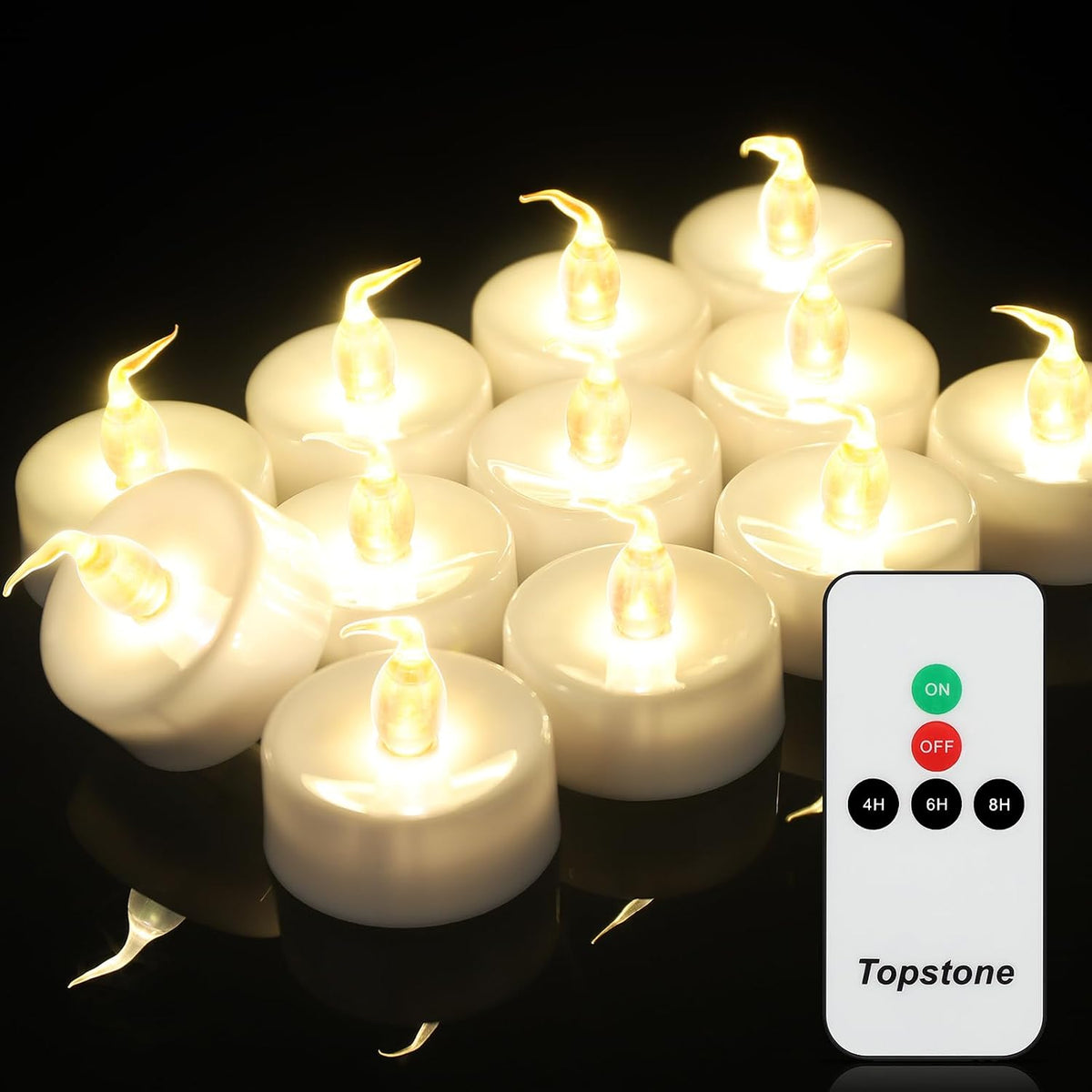 GenSwin Flameless Taper Candles with 10-Key Remote Timer, Set of 2 Red Real Wax LED Taper Candles Battery Operated, Flameless Candlesticks with 3D Wick for Halloween Christmas Decor(0.78” x 9.6”)