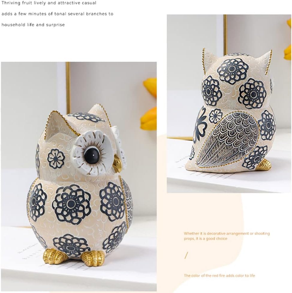 Owl Statue & Figurines / Flower-owl / White