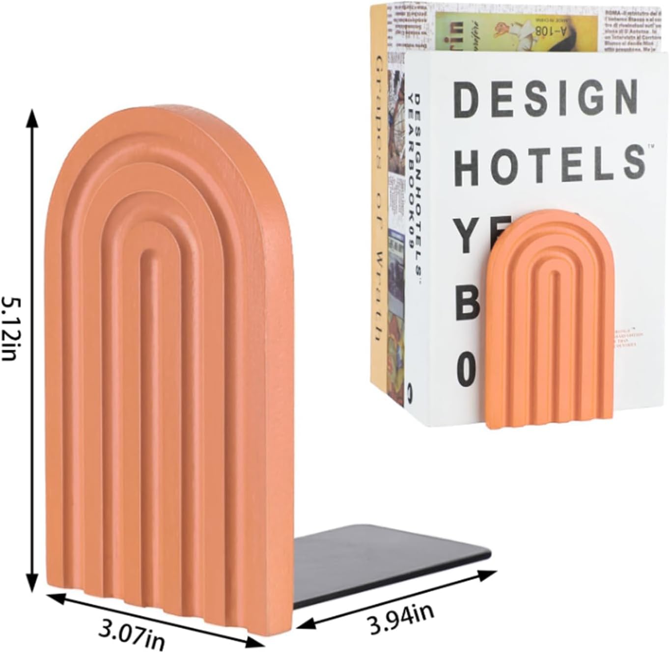 Boho Arch Wood Bookends Colorful Book Stand Non Skid Decorative Rainbow Book Ends / Set of 6