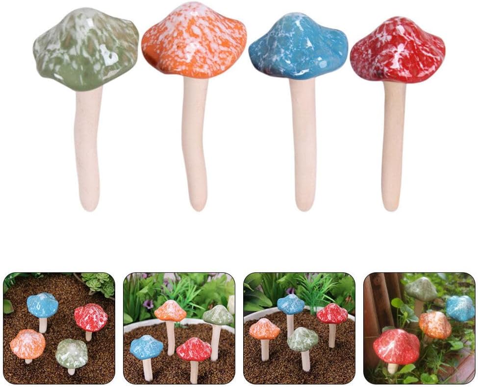 Miniature Ceramic Mushroom Decor Realistic Small Mushroom Figurines / 2 x 1.96 x 1.96 / Set of 4