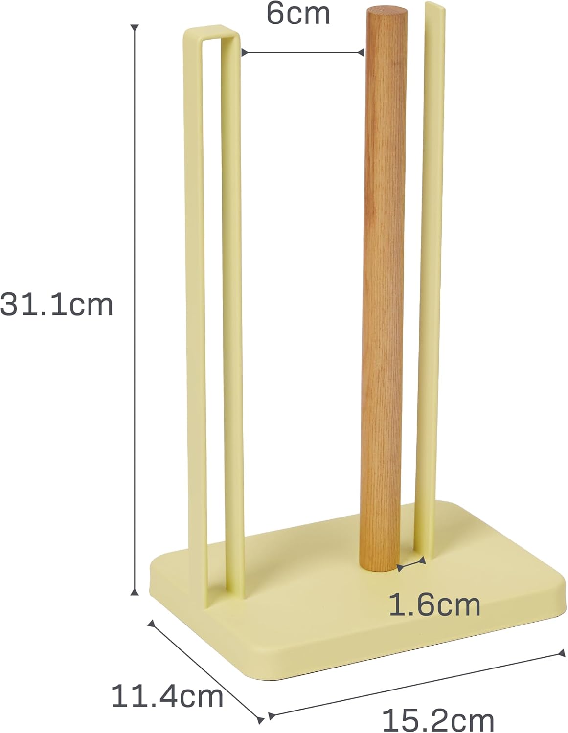 Yamazaki Home Tosca One-Handed Tear Paper Towel Holder - Kitchen Storage Rack - Steel + Wood