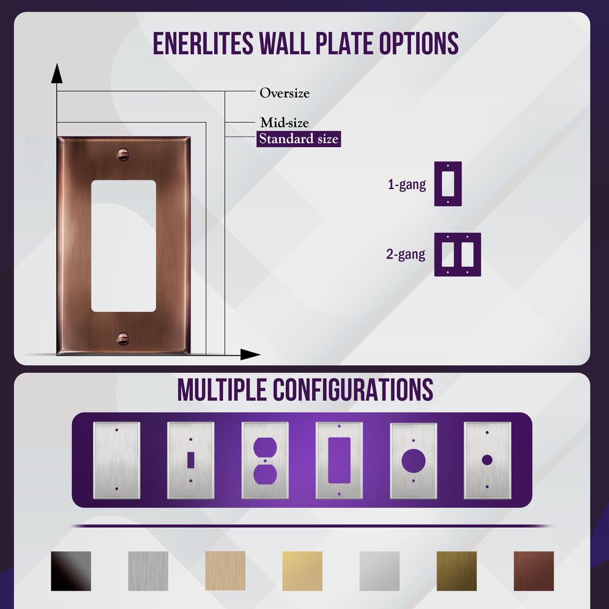 ENERLITES Decorator Switch or Outlet Metal Wall Plate, Stainless Steel Outlet Cover, Corrosion Resistant, Size 1-Gang