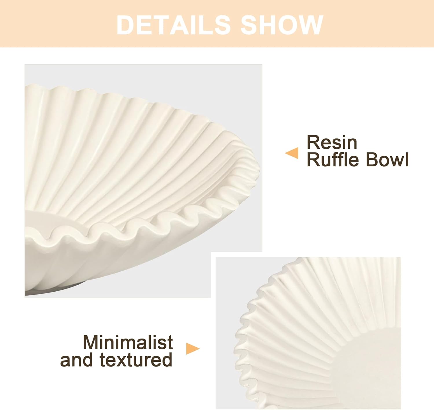 Coffee Table Bowl / Beige / 8.65 Inch