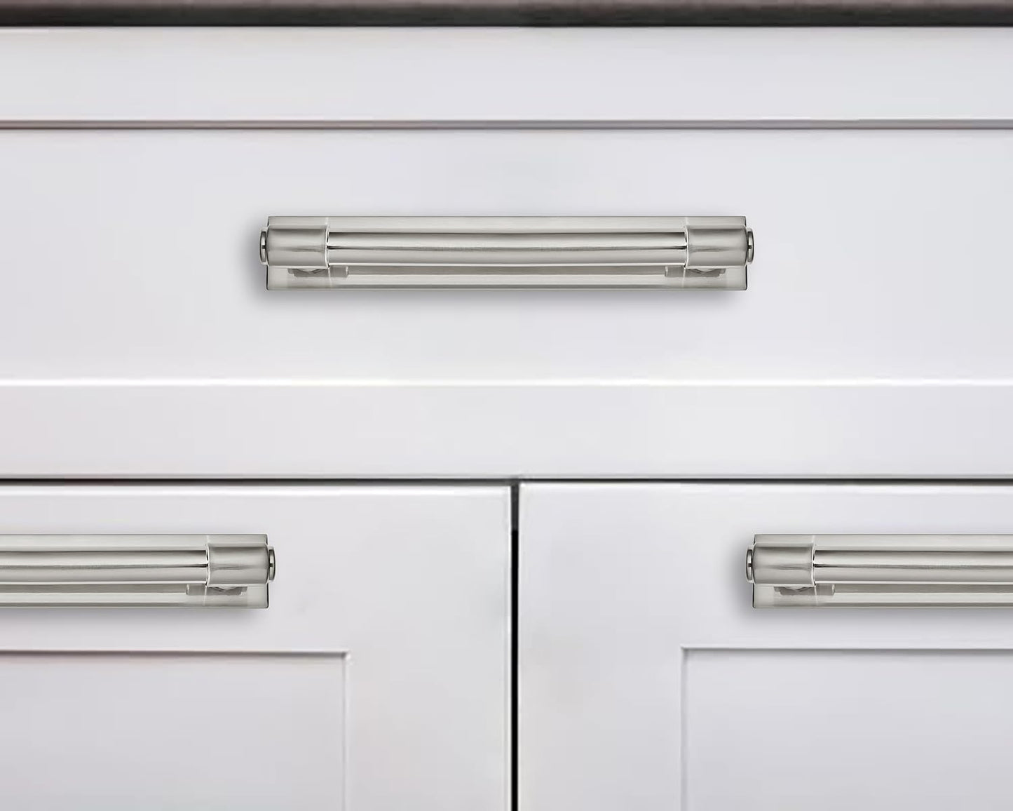 5 Pack 3 Inch(76 mm) Center to Center Brushed Satin Nickel Cabinet Pull Backplate with Base Plate Zinc Solid Kitchen