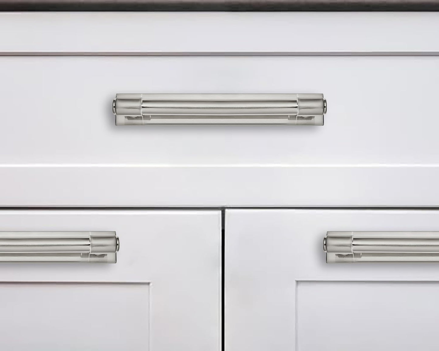 5 Pack 6 Inch（152 mm Center to Center Brushed Satin Nickel Cabinet Pull Backplate with Base Plate Zinc Solid Kitchen