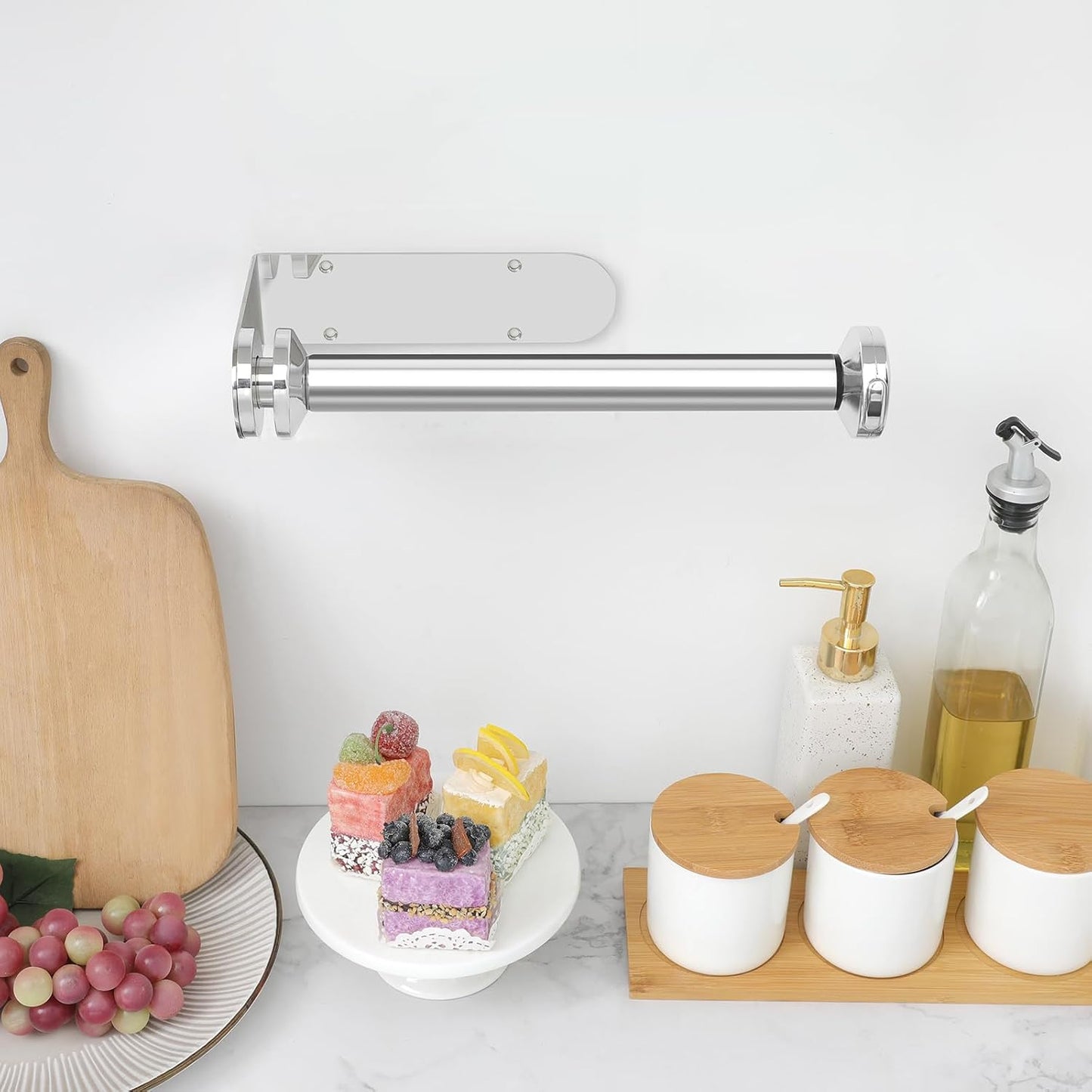 theaoo Paper Towel Holder Under Cabinet, One-Hand Tear, Wall Mount, Silver | Quick Release Knob For Easy Roll Loading.