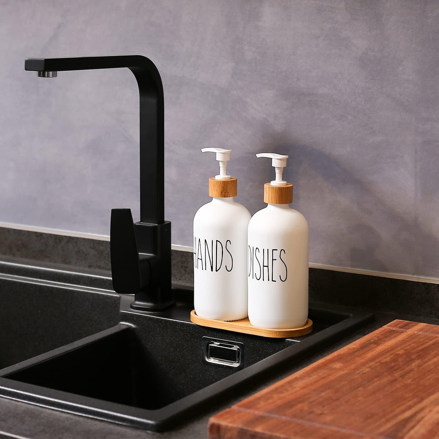 MOMEEMO White Soap Dispenser Set, Contains Hand and Dish Soap Dispenser, Suitable for Kitchen Decor. (White) | Contains