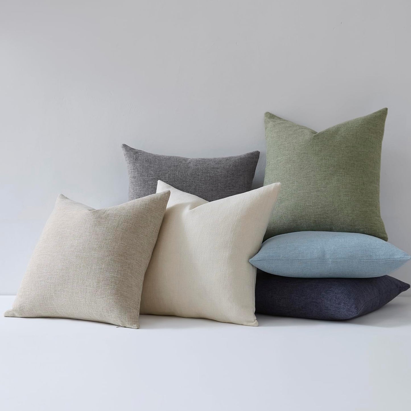Modern Farmhouse Linen Blend Decorative Pillow Covers / Charcoal Gray / 18 x 18 / Set of 2